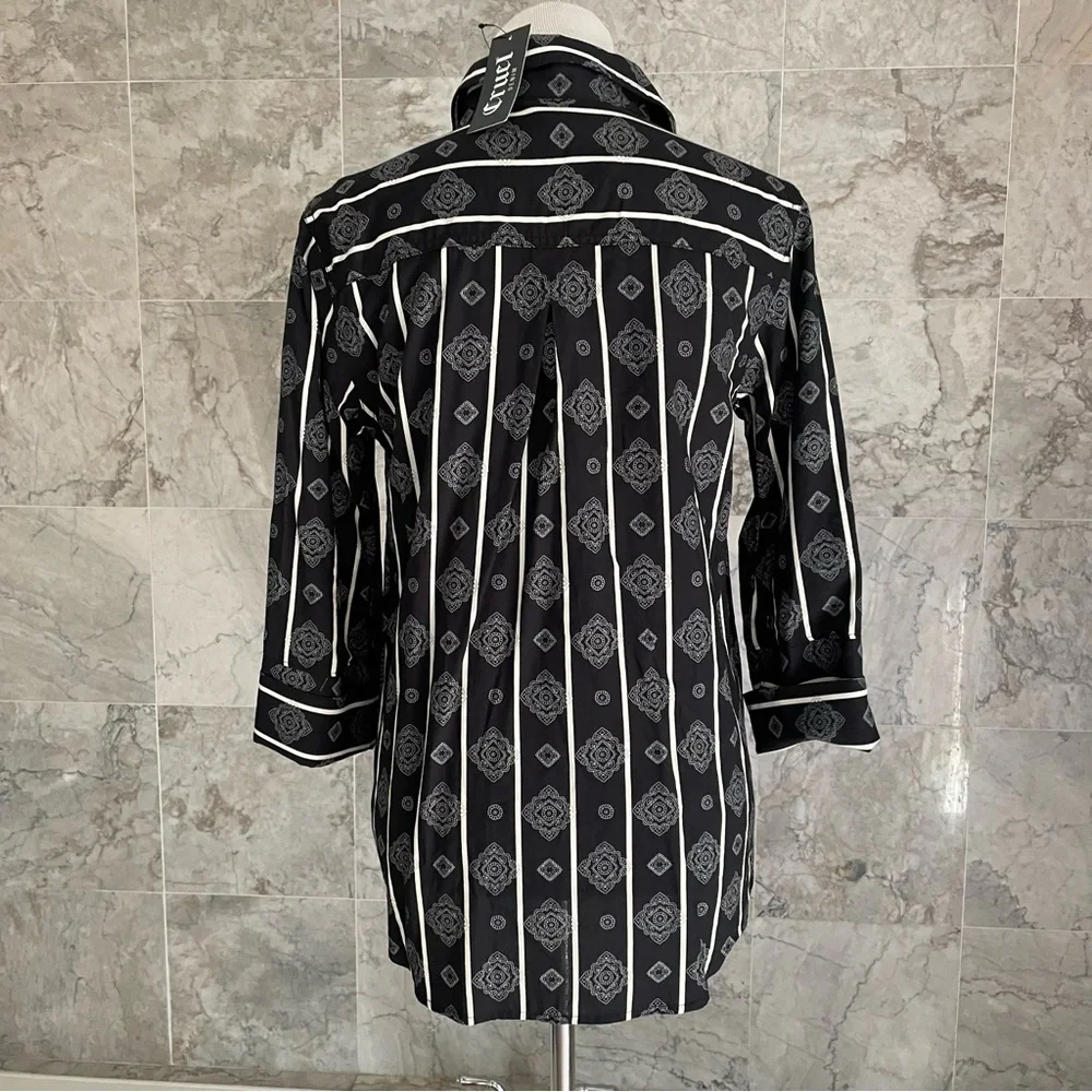 Cruel Girl Contrast Print 3/4 Sleeve Western Shirt - Picture 5 of 7